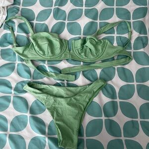 Monday Swimwear pistachio wave Green Bikini Set